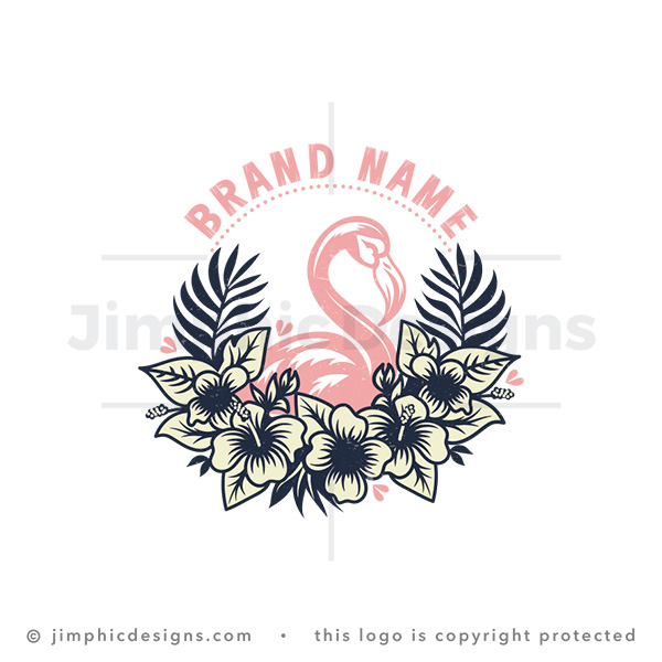 Vintage Tropical Flamingo Logo - pre-made logo for sale