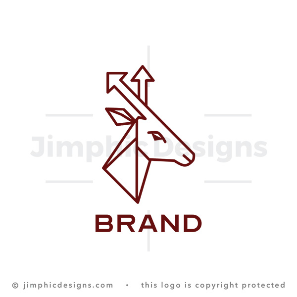 Gazelle Geometric Head Arrows Logo - pre-made logo for sale