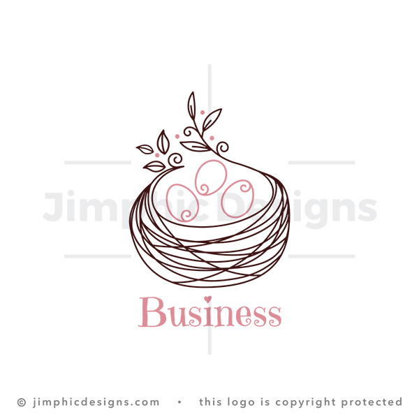 Abstract Hand drawn Nest And Eggs Logo