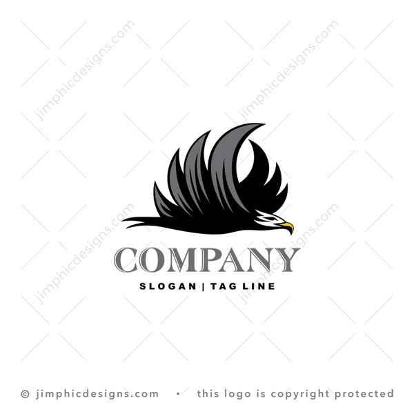 Eagle Logo logo for sale: Bold abstract eagle design with thick wings in the air.