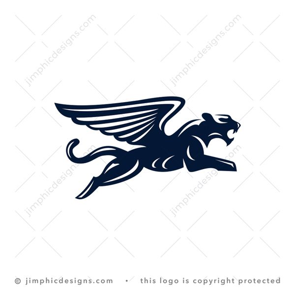 Jaguar Logo logo for sale: Modern and strong jaguar animal with sharp wings in a jumping position.