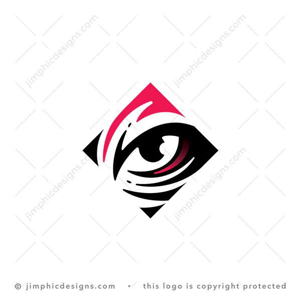 Diamond Sight Logo logo for sale: Sleek eye design is created inside a diamond shape and separated into two colors.