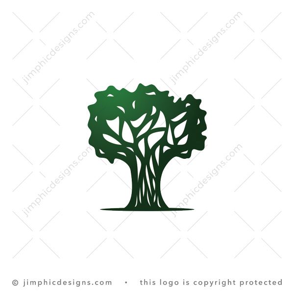 Letter T Tree Logo logo for sale: Big tree have the branches creating an uppercase letter T inside the tree.