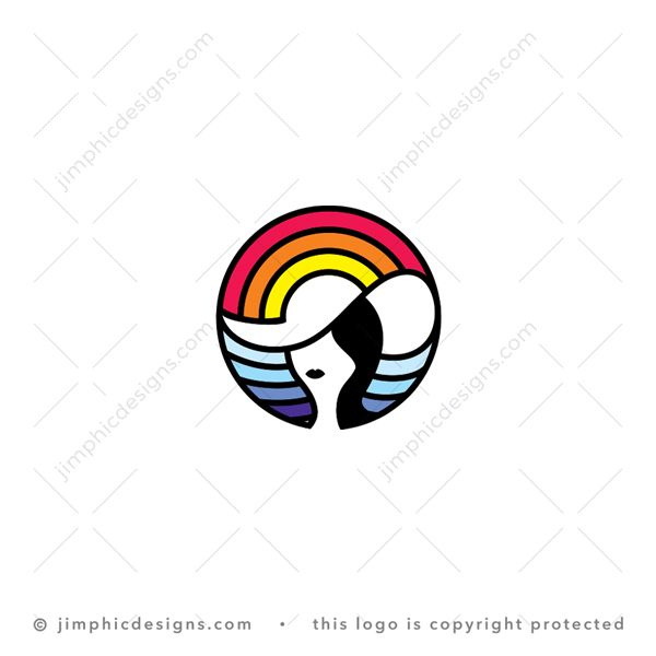 Fashion Logo logo for sale: Modern big fashion hat shaped inside a circle with some line graphics and the sun behind.