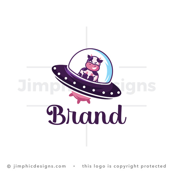 A Cow Inside a UFO Spaceship - pre-made logo for sale