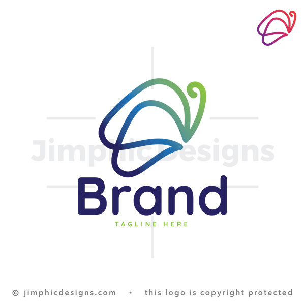 Abstract Butterfly Made of One Continuous Line - pre-made logo for sale