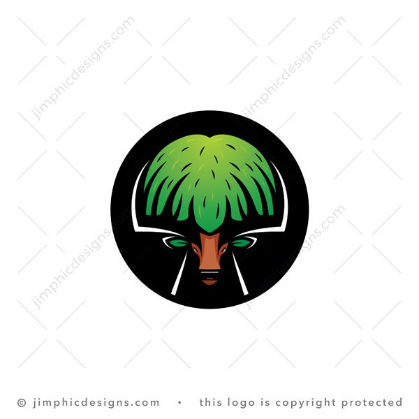 Deer Tree Logo logo for sale: Sleek deer head design shapes a tree inside the horns.