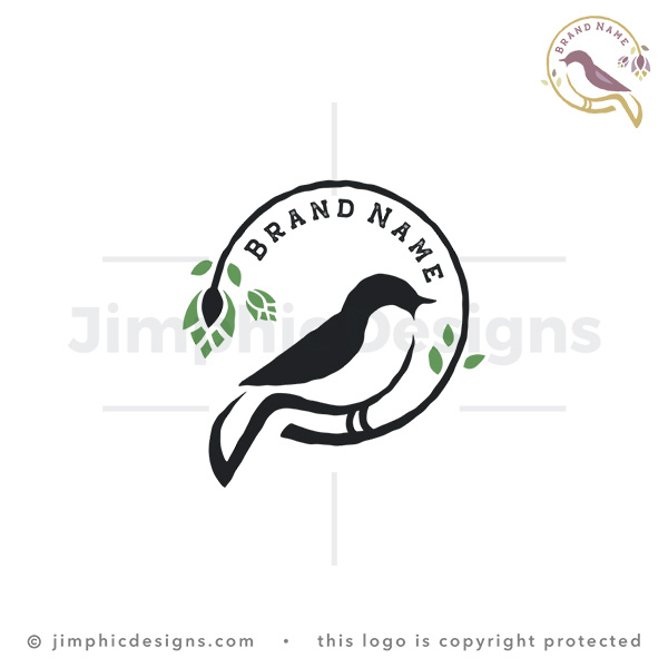 Bird On A Pine Cone Branch Logo