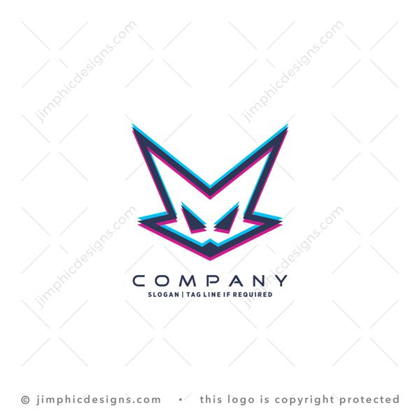 Fox Logo logo for sale: Simplistic fox head design is shaped with a single line and 3D effect surrounding.