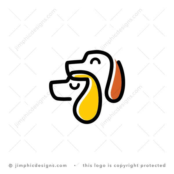 Two Dogs Logo logo for sale: A female and a male dog is shaped and interlocking with a single line