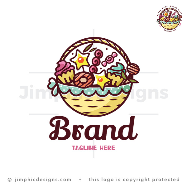 Cakes And Fruits Gift Basket Logo - pre-made logo for sale