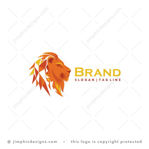 Lion Logo logo for sale: Big lion head looking to the side with his mane transforming into geographical shapes.