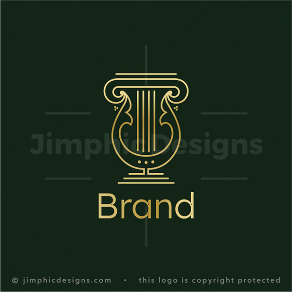 Classical Column Shaped Like a Harp - pre-made logo for sale