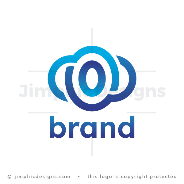 Cloud with Zero Number Inside logo - pre-made logo for sale