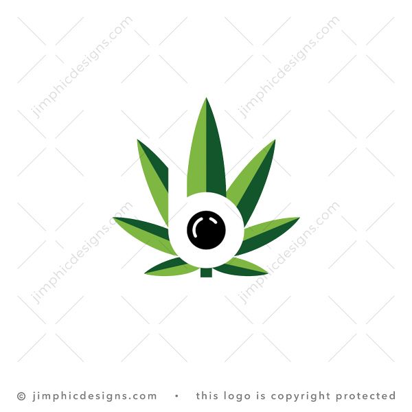Letter B CBD Logo logo for sale: Bold lowercase letter b is shaped in white negative space inside a marijuana leaf.