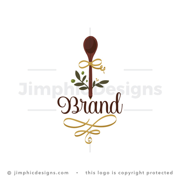 Creative Wooden Spoon Pencil with Olive Branch - pre-made logo for sale