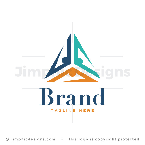 Exclusive Delta Triangle Made of Three Abstract People logo for sale — trademark-ready branding design