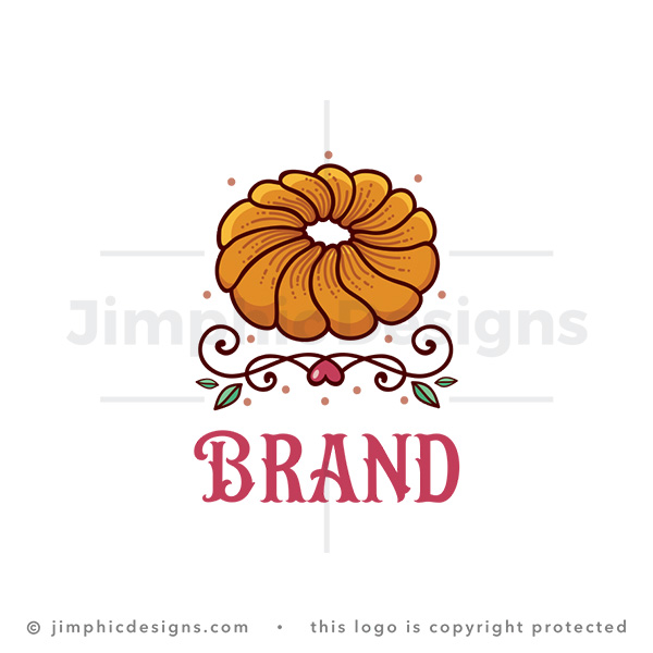 French Donut with Ornate Flourish Logo - pre-made logo for sale