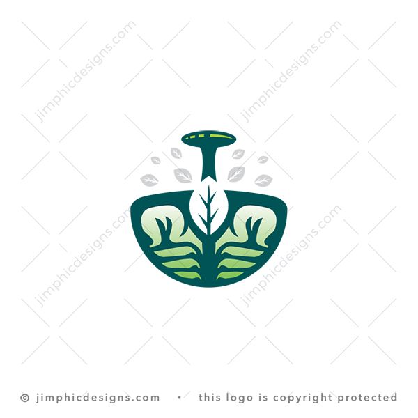 Natural Medicine Logo logo for sale: Iconic medicine mixing bowl is shaped with two hands cupped together with a big leaf in the center.