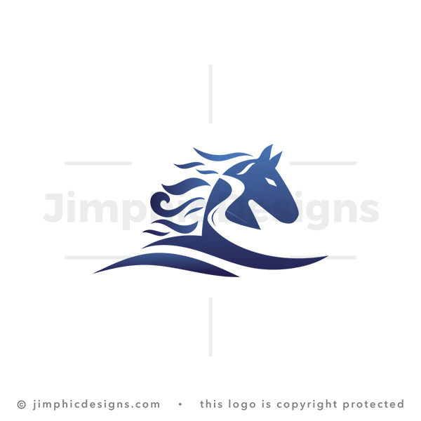 Horse Head With Flowing River Mane Logo - pre-made logo for sale