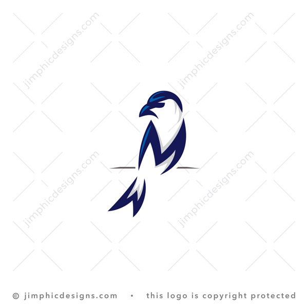 Letters Mw Bird Logo logo for sale: Uppercase letter M is shaped on the chest of the bird sitting on a branch, while the letter W shape the tail of the bird.