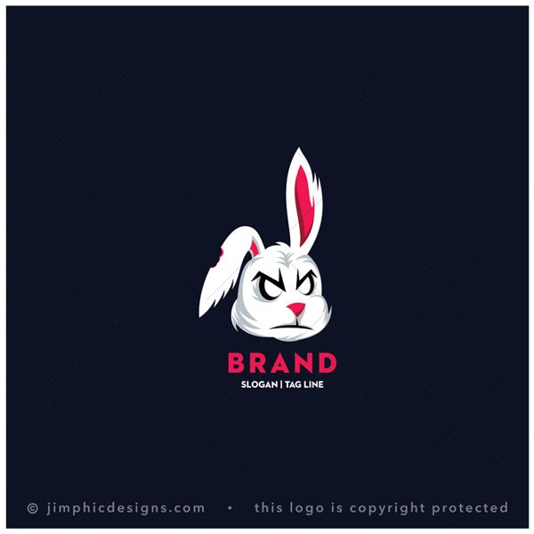 Bad Bunny Logo logo for sale: Angry and beat up bunny rabbit have a very angry look in his eyes.