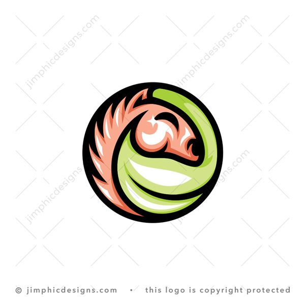 Horse Leaf Logo logo for sale: Modern and simplistic horse smiling inside a circle shapes a green leaf.