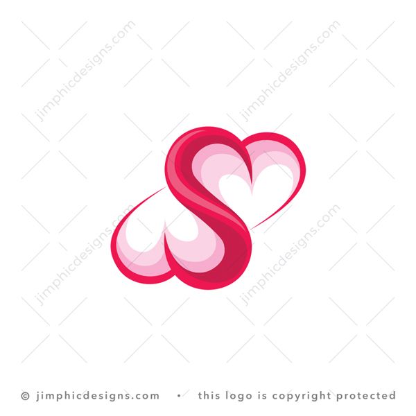 S Love Logo logo for sale: Smooth and modern letter S shape creates two smooth loving heart designs.