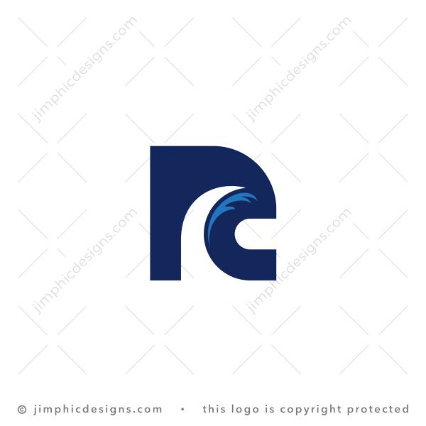 Letter R Wave Logo logo for sale: Clean uppercase letter R design features a big wave in the center.
