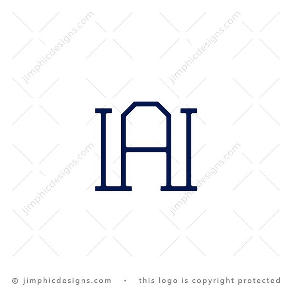 Letters H And A Logo logo for sale: Simplistic and clean uppercase letter H shapes an uppercase letter A in the center.