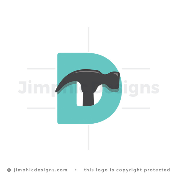 Letter D with Hammer in the Center - pre-made logo for sale