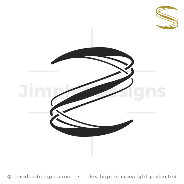 Letter Z or S Made of Curved Ribbon Lines - pre-made logo for sale
