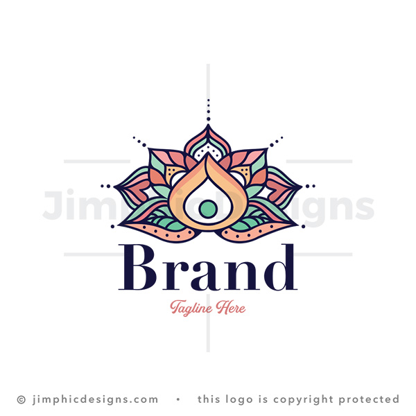 Lotus Flower with Mandala Pattern - pre-made logo for sale