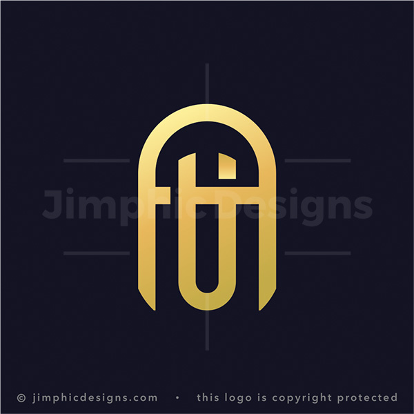 Modern A and U Letters in Gold - pre-made logo for sale