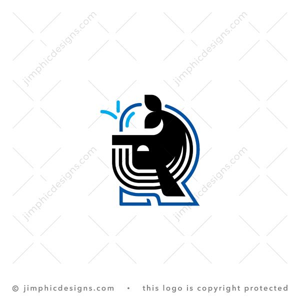 Letter R Whale Logo