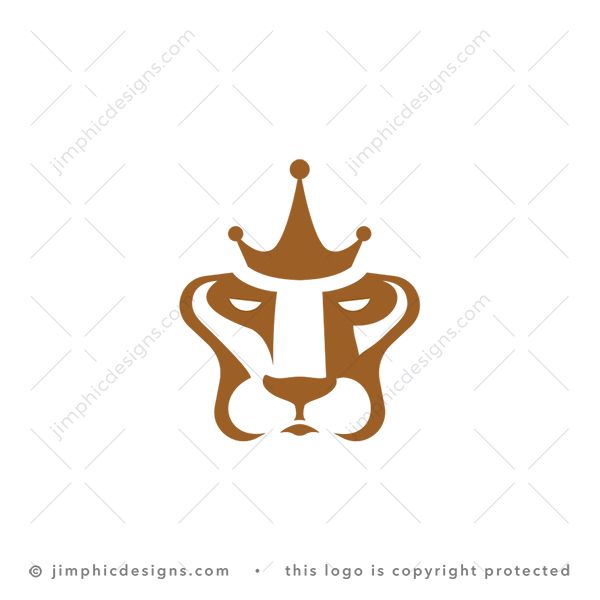 Lion Star Logo logo for sale: Modern and simplistic lion face shaped into a rounding star with a crown on top.