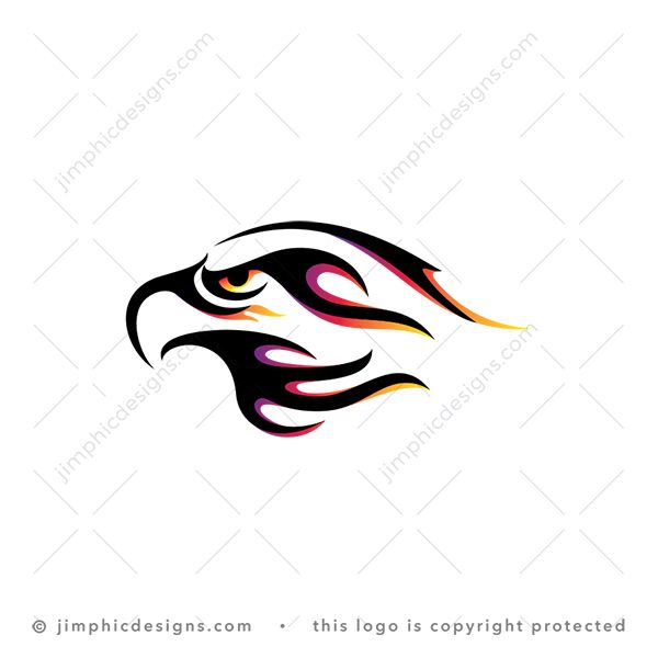Eagle Flame Logo logo for sale: Sleek eagle head is shaped with flames in a moving motion.