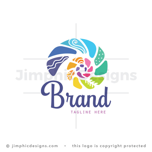 Shell Made of Colorful Abstract Shapes - pre-made logo for sale