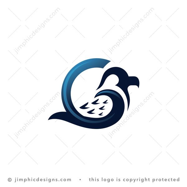 Letter G Bird Logo logo for sale: Sleek bird is shaped inside a circle which creates an uppercase letter G with the help of the wing.