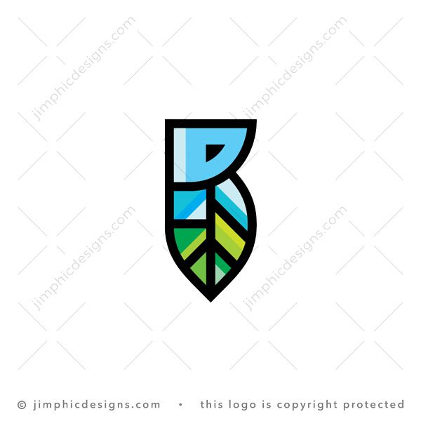 Letter R Leaf Logo logo for sale: Very simplistic leaf design with an uppercase letter R design incorporated on top.
