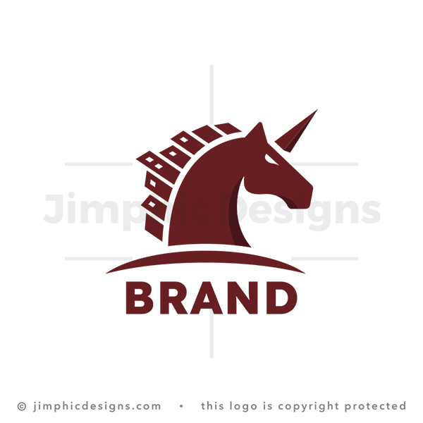 Unicorn Head with Modern Building Pattern Mane Logo - pre-made logo for sale