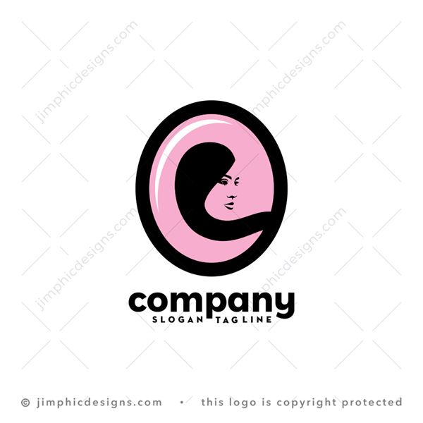 E Hair Logo logo for sale: Very simplistic lady's hair style design inside an oval shape creates the lowercase letter E design.