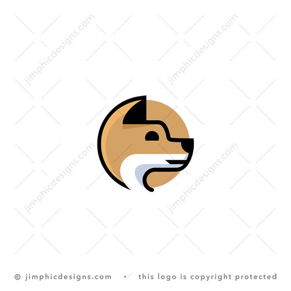 Dog Logo logo for sale: Modern and very simplistic dog face in a circle shape with a slight smile in his eye.