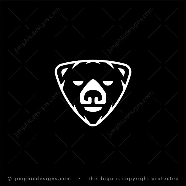 Bear Logo logo for sale: Very simplistic bear head design inside a rounding triangle shape turned upside down.