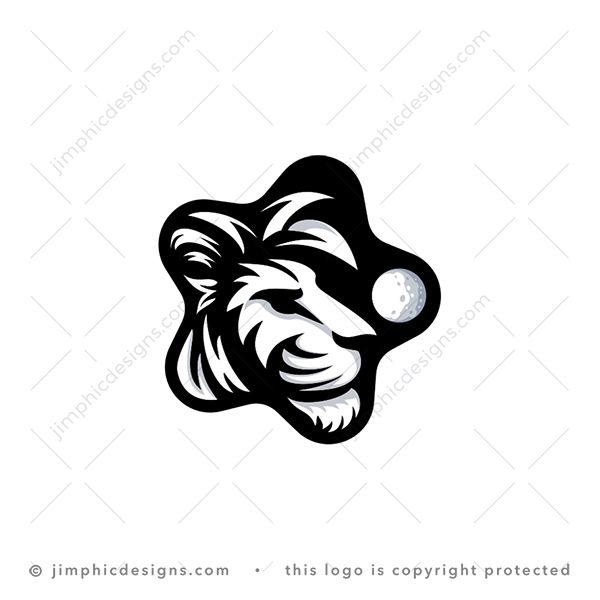 Star Lion Logo logo for sale: Modern lion head shaped into a smooth and rounding star with a small moon in one corner of the star.
