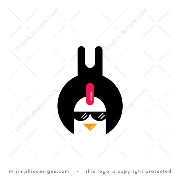 Chick Fix Logo logo for sale: Modern and iconic wrench tool design shapes the head of a chicken wearing sunglasses inside.