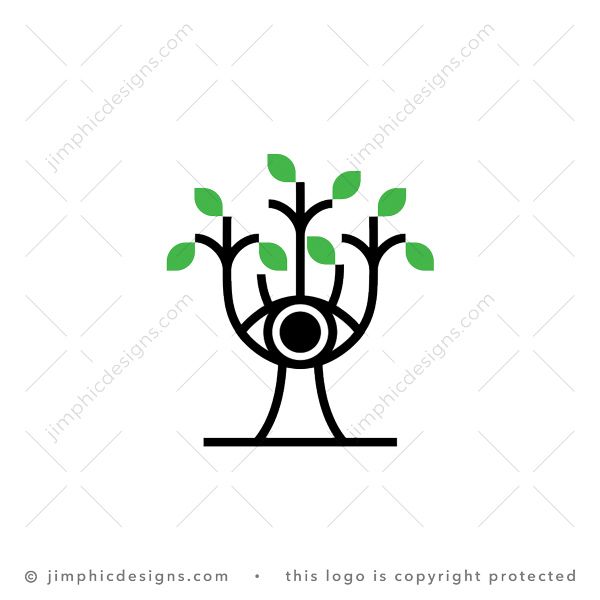 Vision Tree Logo logo for sale: Big simplistic eye design shapes a tree around it with its thick lashes.